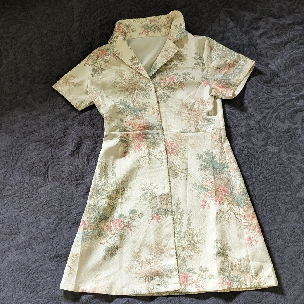 Cider Women's White Dress, Floral Japanese Cherry Blossom Pattern - Size Medium